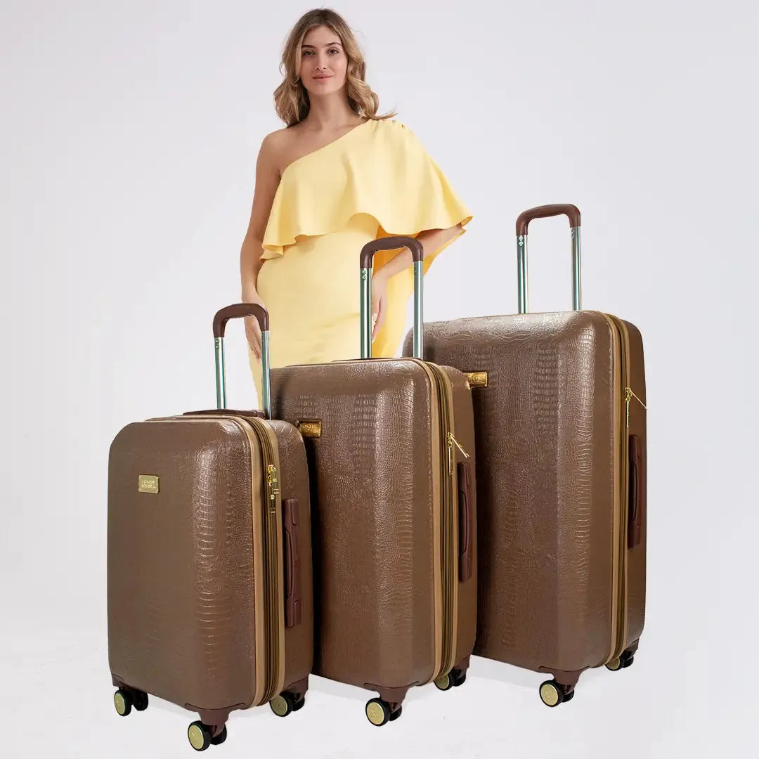 Badgley Mischka Snakeskin 3 Piece Luggage Set Travellty