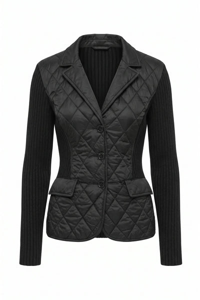 Sora Mixed Media Quilted Front 3-Button Blazer