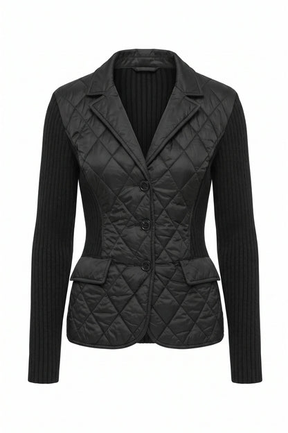 Sora Mixed Media Quilted Front 3-Button Blazer