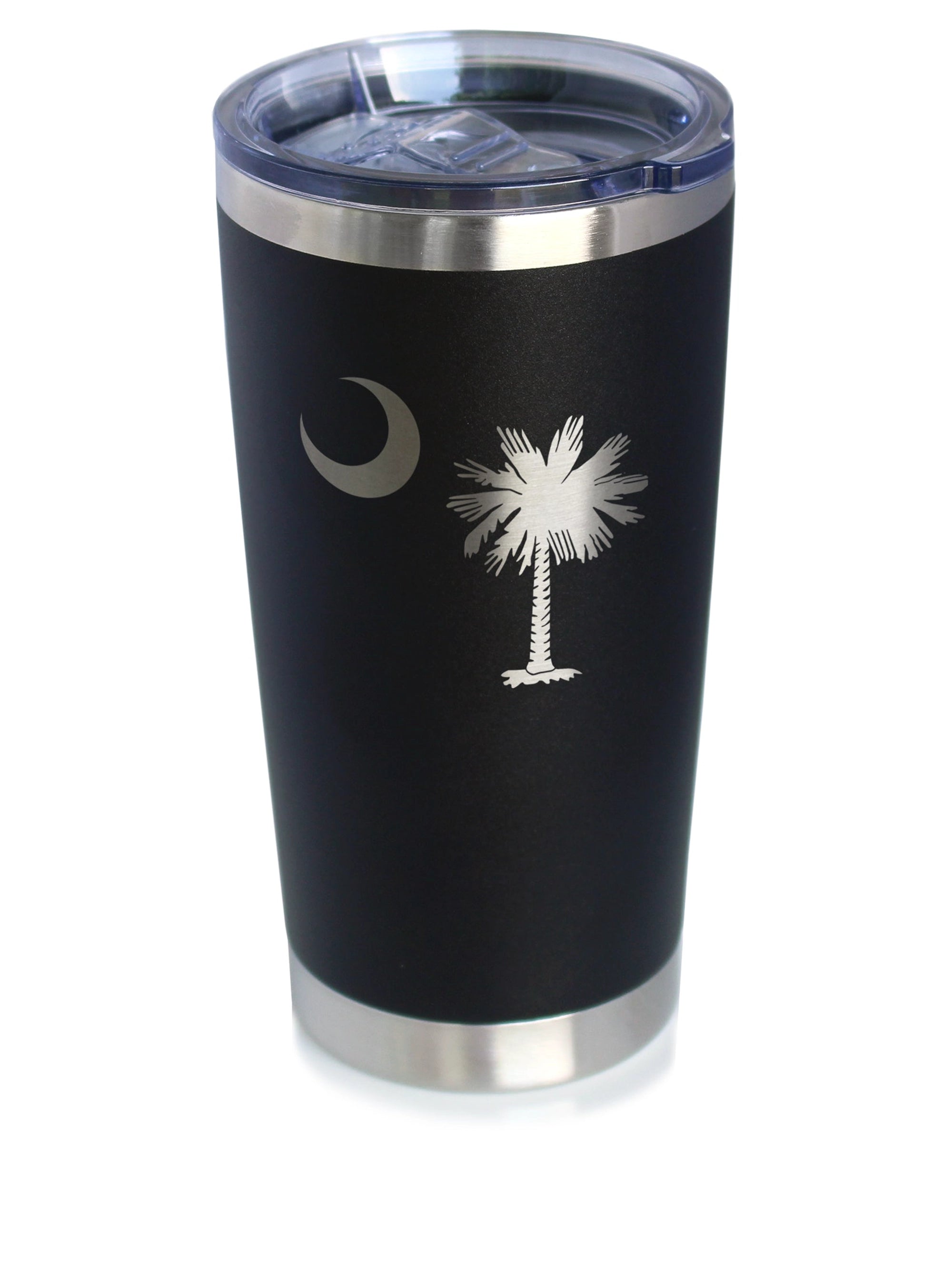 South Carolina Flag - Insulated Coffee Tumbler Cup with Sliding Lid - Stainless Steel Insulated Mug - State Themed Drinking Decor and Gifts for South Carolinian Women & Men