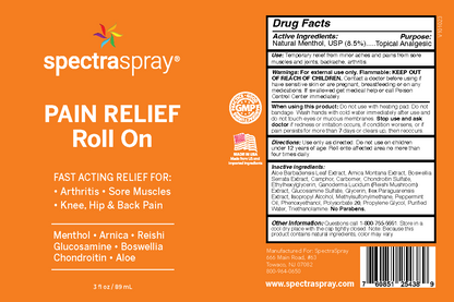 PAIN RELIEF Roll On; Arnica, Menthol, Glucosamine, Boswellia, Reishi + Chondroitin
