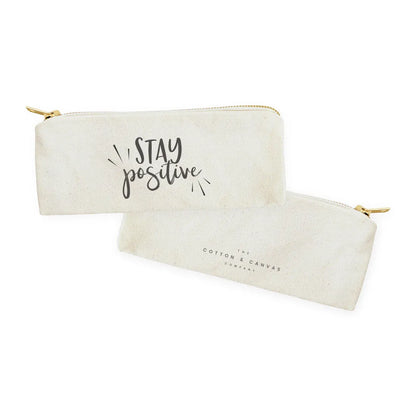 Stay Positive Cotton Canvas Pencil Case and Travel Pouch