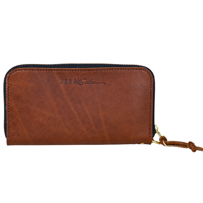 Urban Zipper Wallet – Full-Grain Leather Organizer with Wristlet