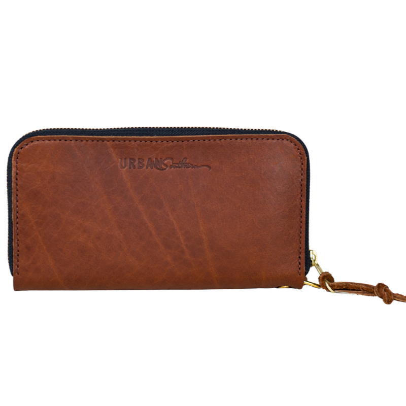 Urban Zipper Wallet – Full-Grain Leather Organizer with Wristlet