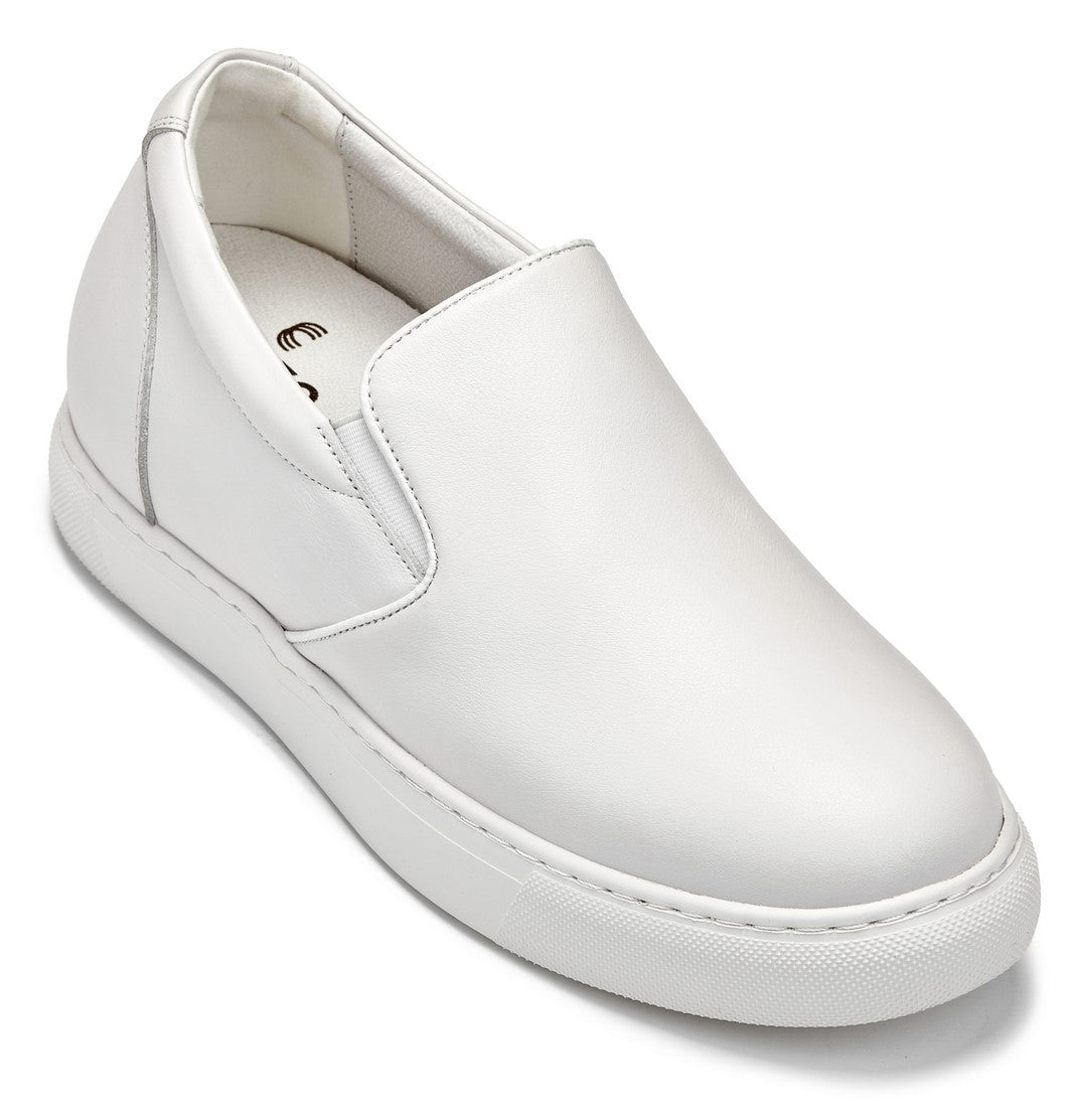 T1022 - 2.6 Inches Taller (White) - Lightweight Nappa Leather Men's Loafer