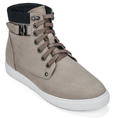 T53122 - 2.6 Inches Taller (Taupe) - Men's High Top Sneak-boot
