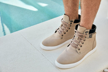 T53122 - 2.6 Inches Taller (Taupe) - Men's High Top Sneak-boot