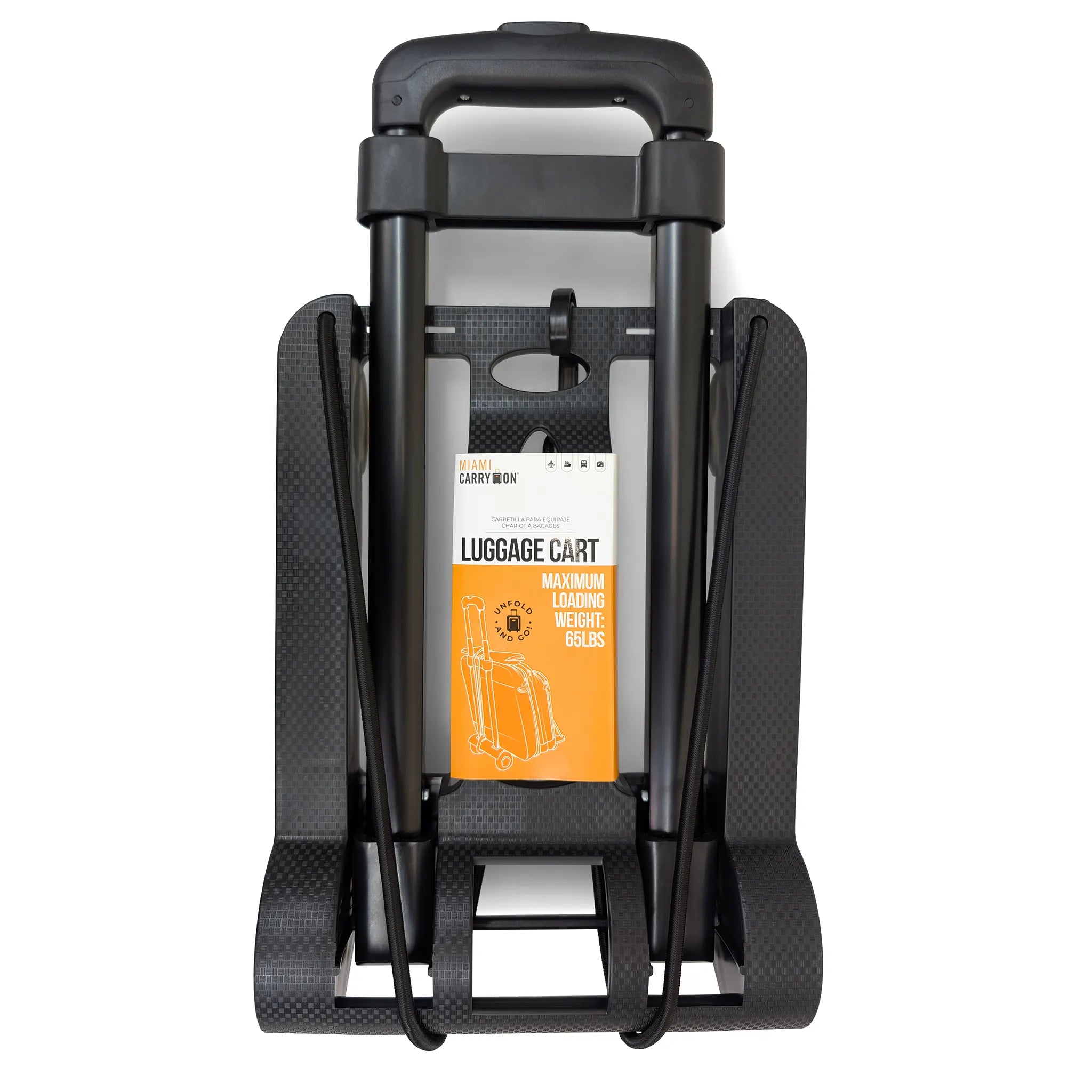 Kole Imports Folding Travel Luggage Cart - Black Heavy Duty Portable Hand Truck OC643