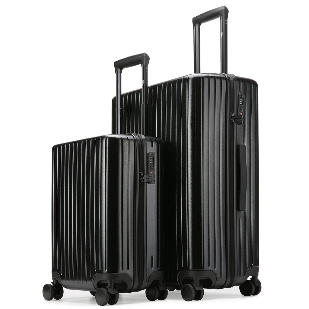 2 polycarbonate luggage with spinner wheels and adjustable trolley handle - The Ocean by Miami CarryOn | Black