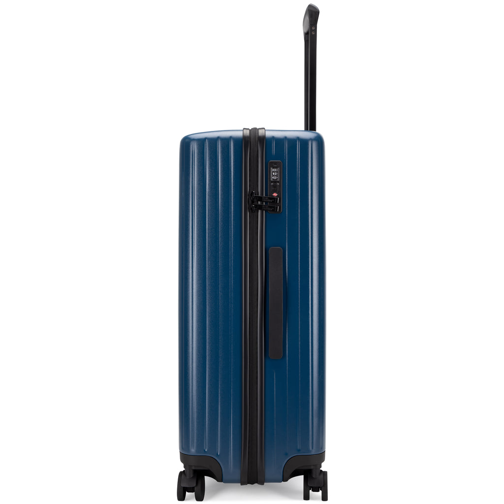 polycarbonate luggage with spinner wheels, TSA approved zipper lock and adjustable trolley handle - The Ocean by Miami CarryOn | Navy