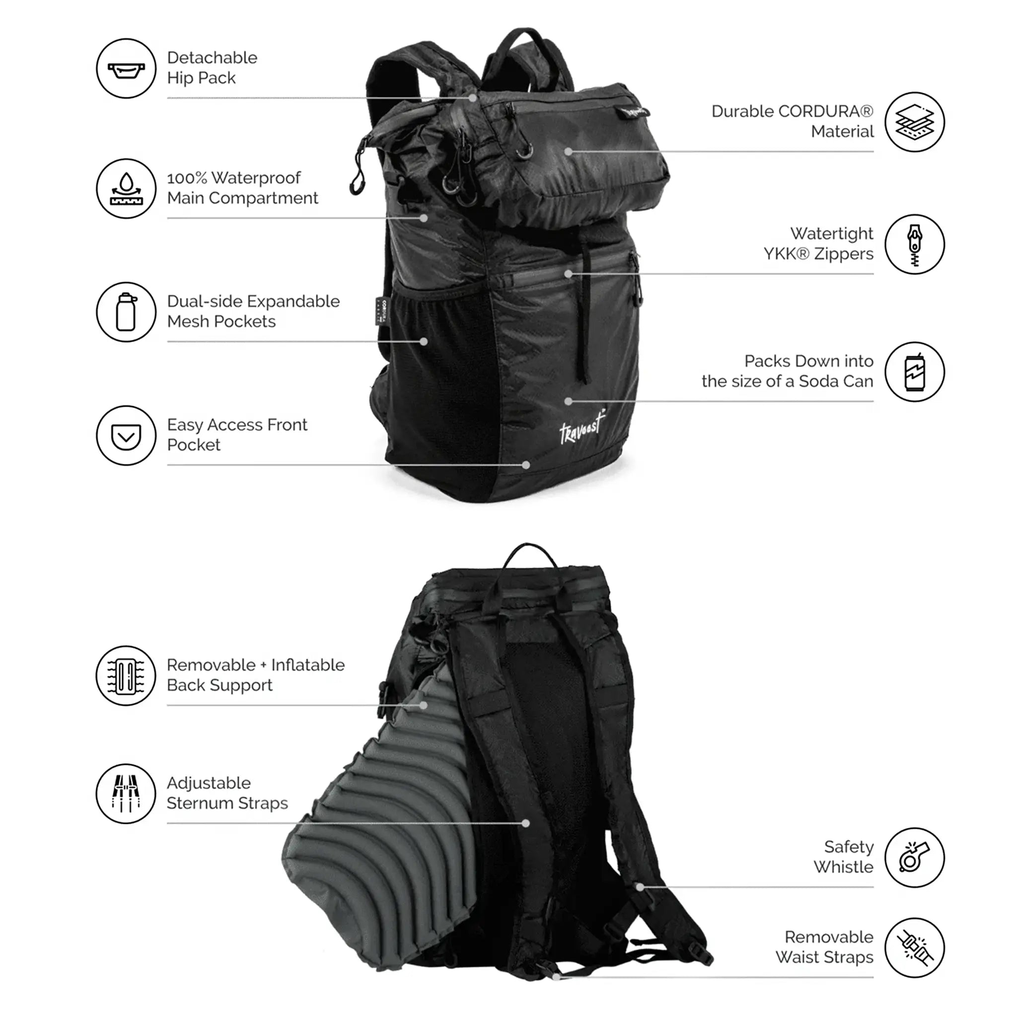 Ultima 22 Foldable Backpack with Detachable Hip Pack