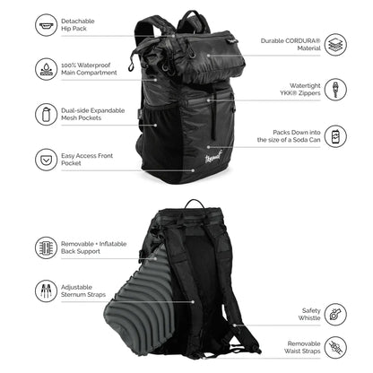 Ultima 22 Foldable Backpack with Detachable Hip Pack