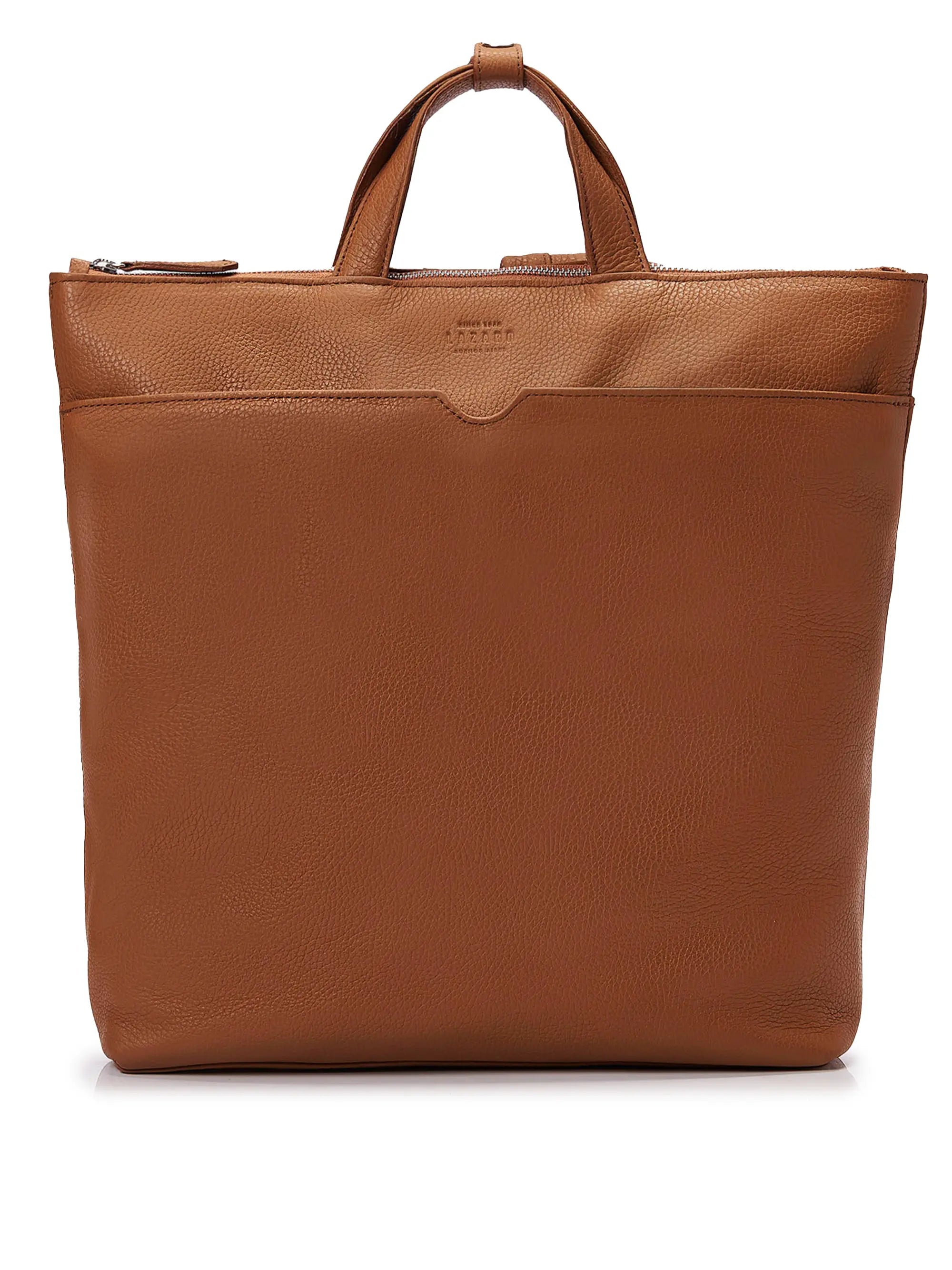 Tan Leather Minimalist Tote Backpack