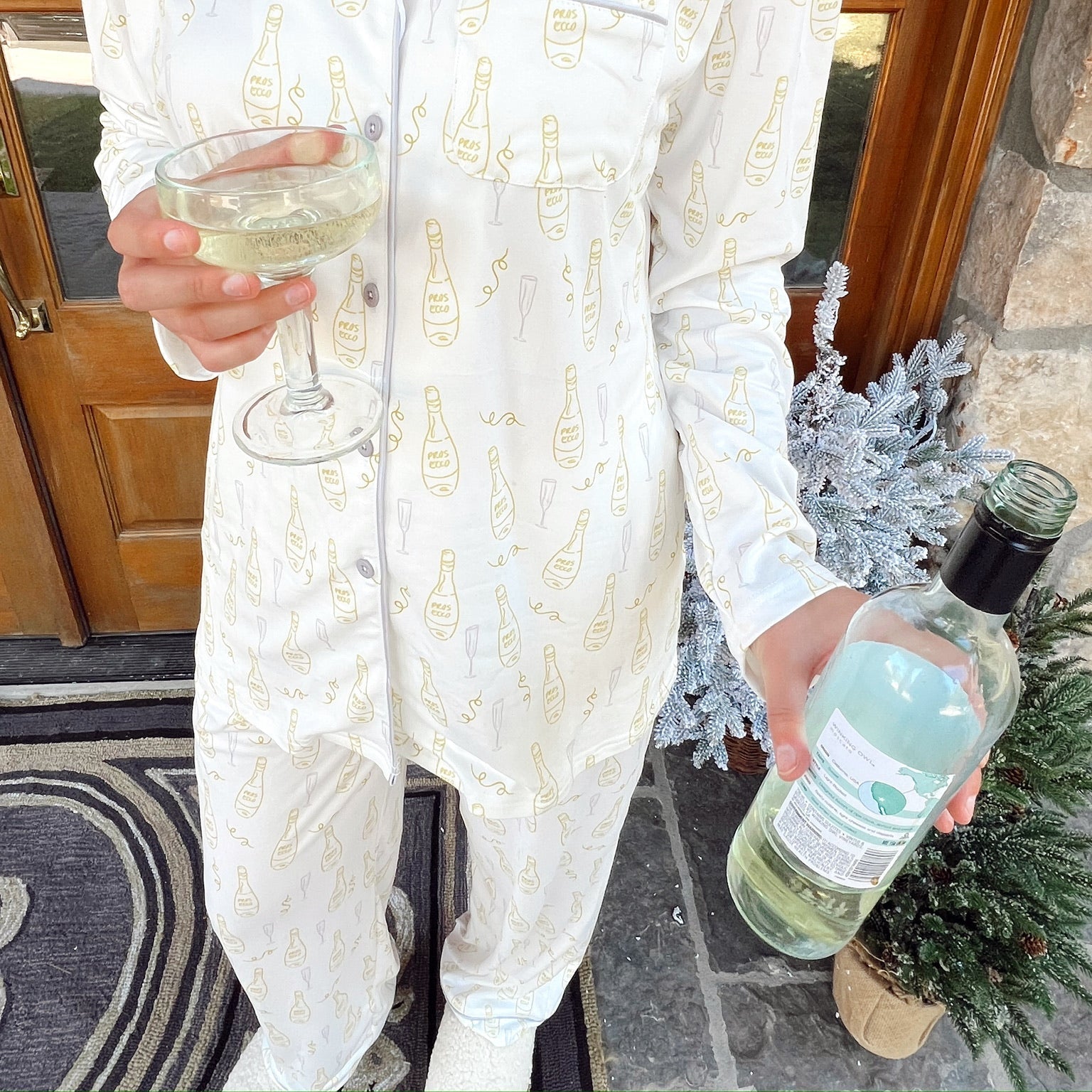 White Prosecco Pajama Set