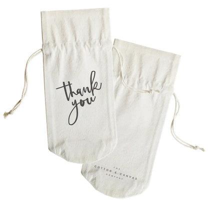 Thank You Cotton Canvas Wine Bag