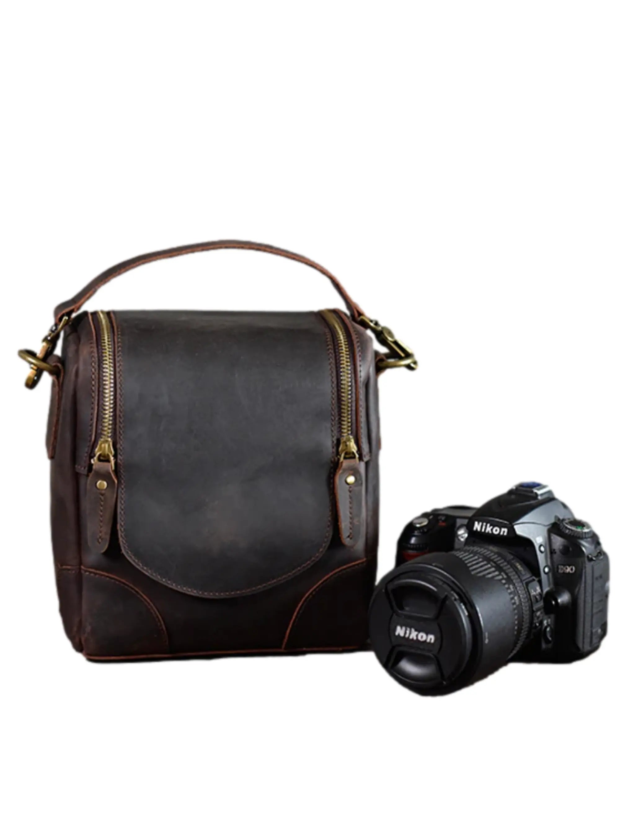 The Calista | Small Leather Camera Bag - Leather Camera Lens Case