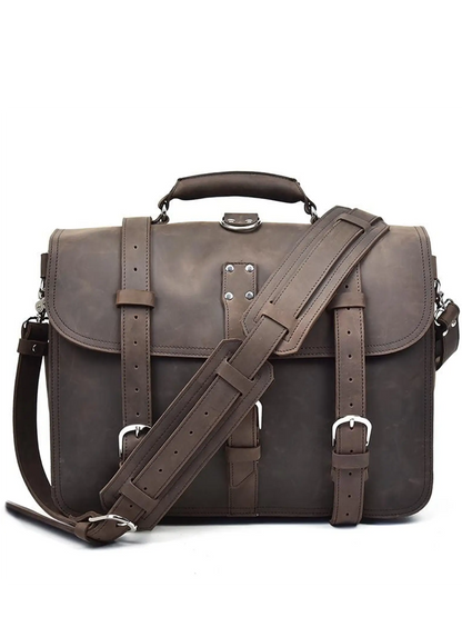 The Gustav Messenger Bag | Large Capacity Vintage Leather Messenger Bag