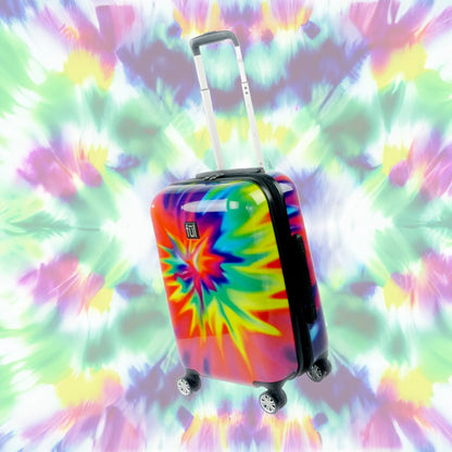 Tie-dye Rainbow Swirl 22" FŪL Spinner Rolling Luggage