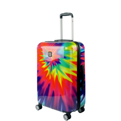 Tie-dye Rainbow Swirl 24" FŪL Spinner Rolling Luggage