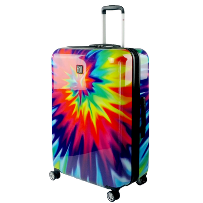 Tie-dye Rainbow Swirl 28" FŪL Spinner Rolling Luggage