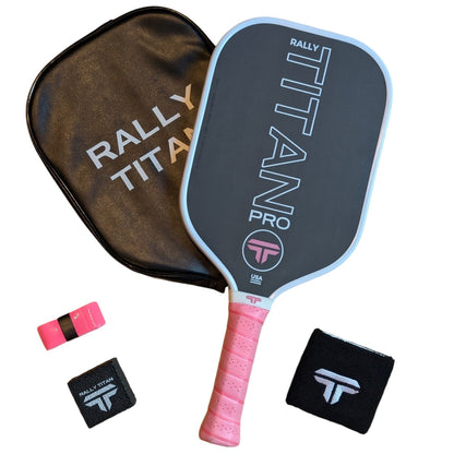 Titan Pro 16MM | Thermoformed Unibody Pickleball Paddle | White with Pink