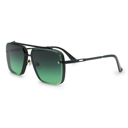 Bella - Dark Green Oversized Squared Aviators