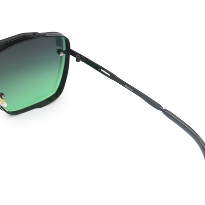 Bella - Dark Green Oversized Squared Aviators