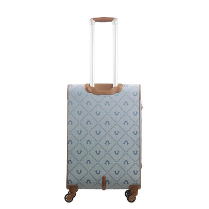 True Religion Light Blue 27" Soft Sided Logo Monogram Spinner Luggage