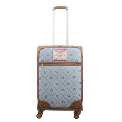 True Religion Light Blue 27" Soft Sided Logo Monogram Spinner Luggage