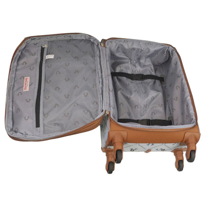 True Religion Light Blue 27" Soft Sided Logo Monogram Spinner Luggage