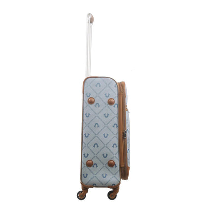 True Religion Light Blue 27" Soft Sided Logo Monogram Spinner Luggage