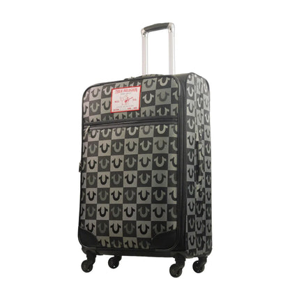 True Religion Black 31" Soft Sided Logo Checkered Spinner Luggage