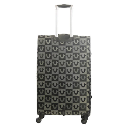 True Religion Black 31" Soft Sided Logo Checkered Spinner Luggage