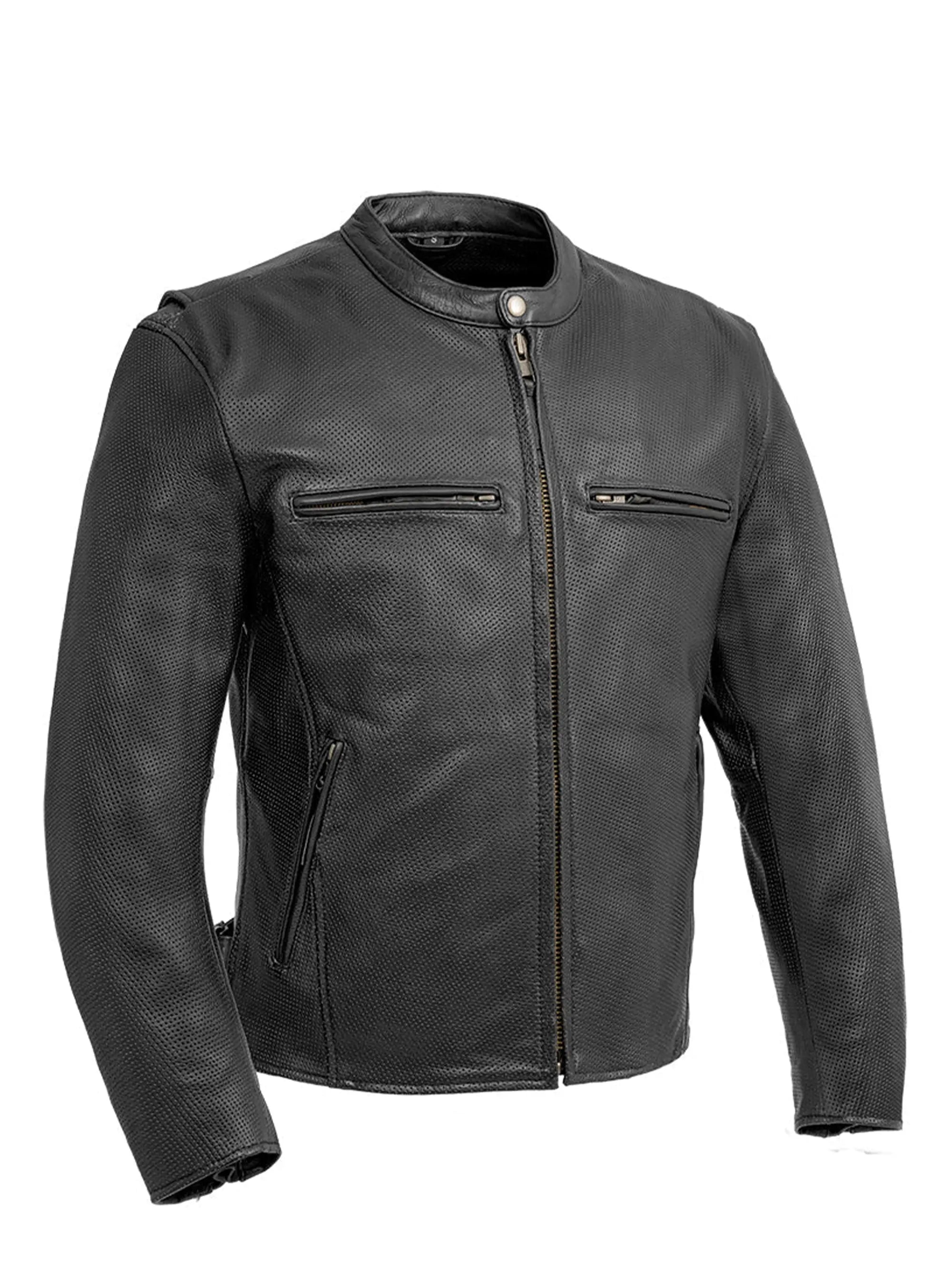 Turbine Men's Motorcycle Perforated Leather Jacket