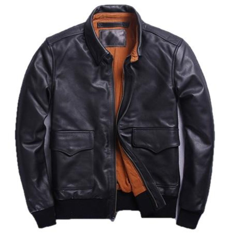 US A2 Flight Mens Bomber Genuine Leather Jacket