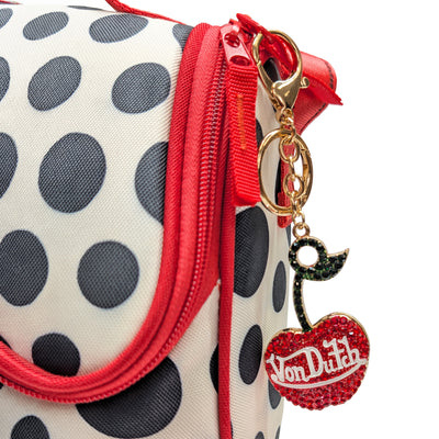 Cherry Metal Bag Charm with Rhinestones | Red
