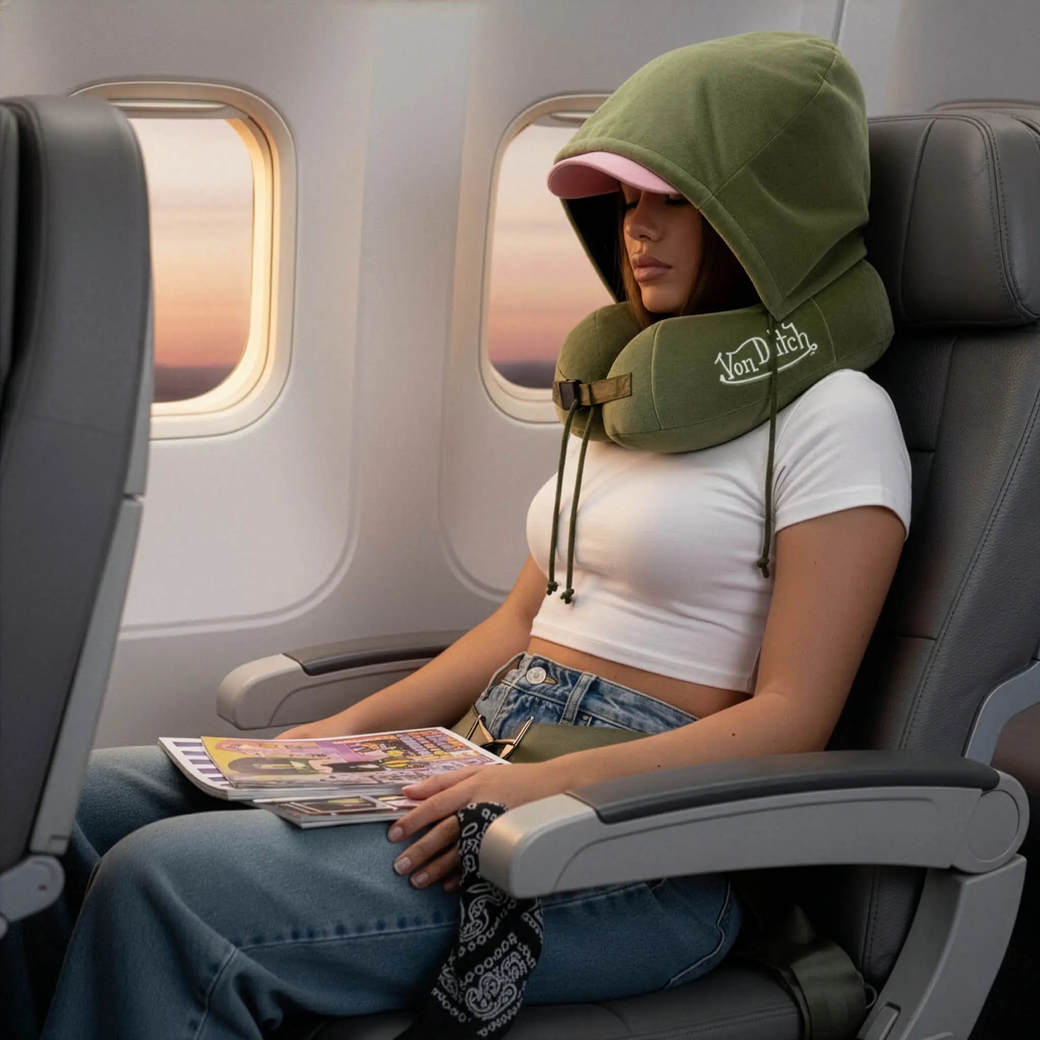 Eyeconic Hooded Ergonomic Memory Foam Travel Neck Pillow