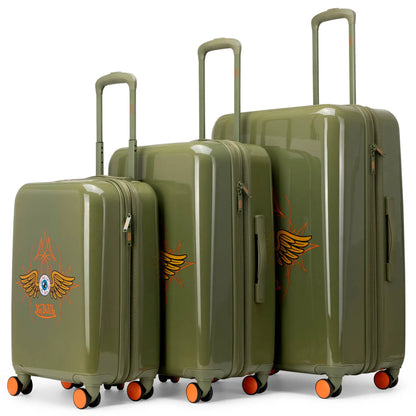Kustom Kulture 3-Piece Expandable Hardside Spinner Luggage Set