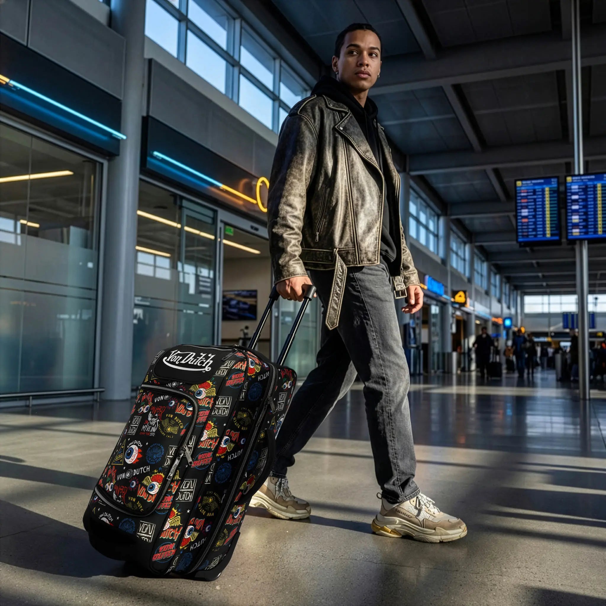 Jax Black 28" Checked Rolling Duffel