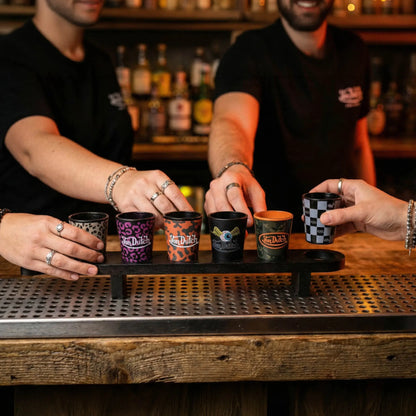 Iconic 6-Piece Shot Glass Set with Wooden Tray