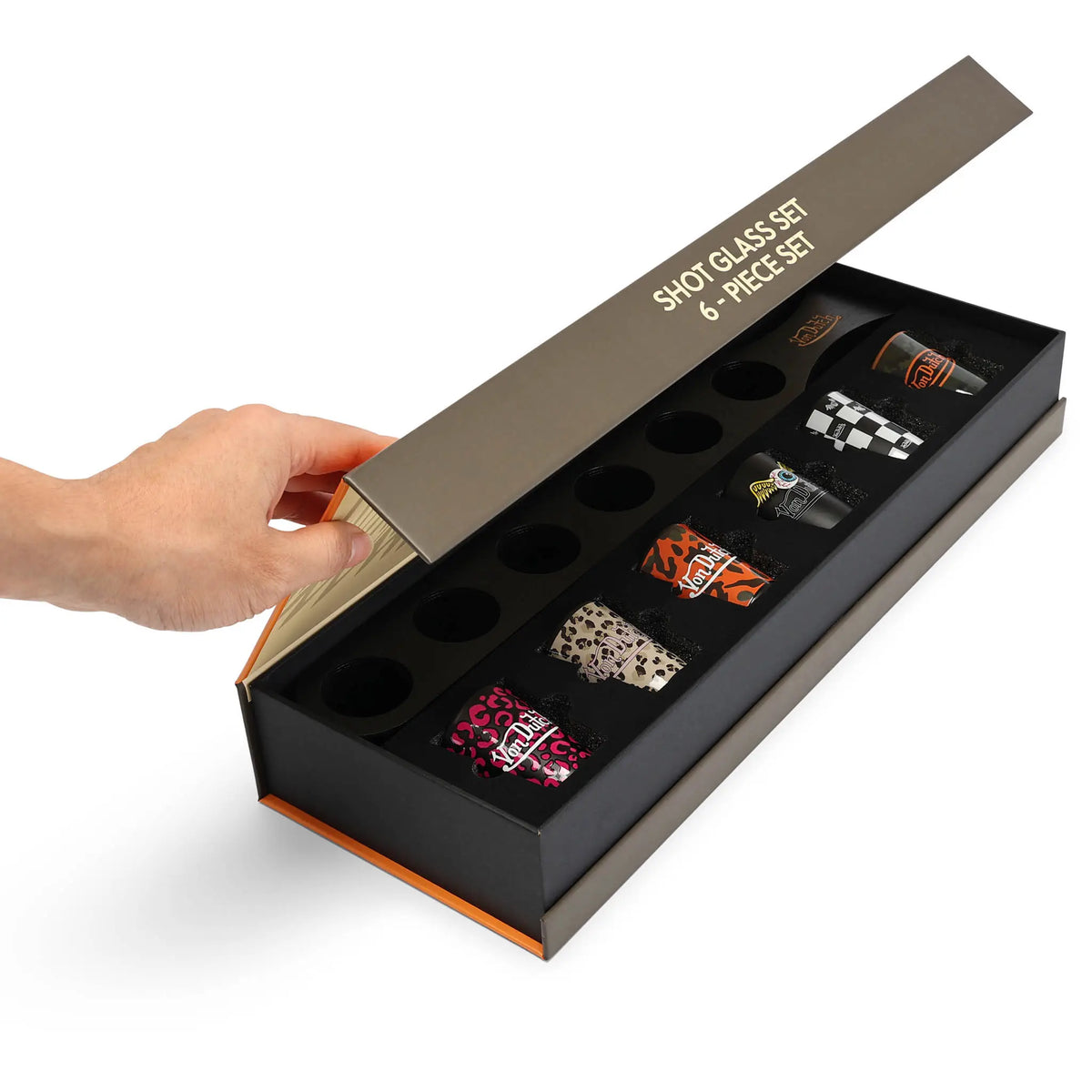 Iconic 6-Piece Shot Glass Set with Wooden Tray