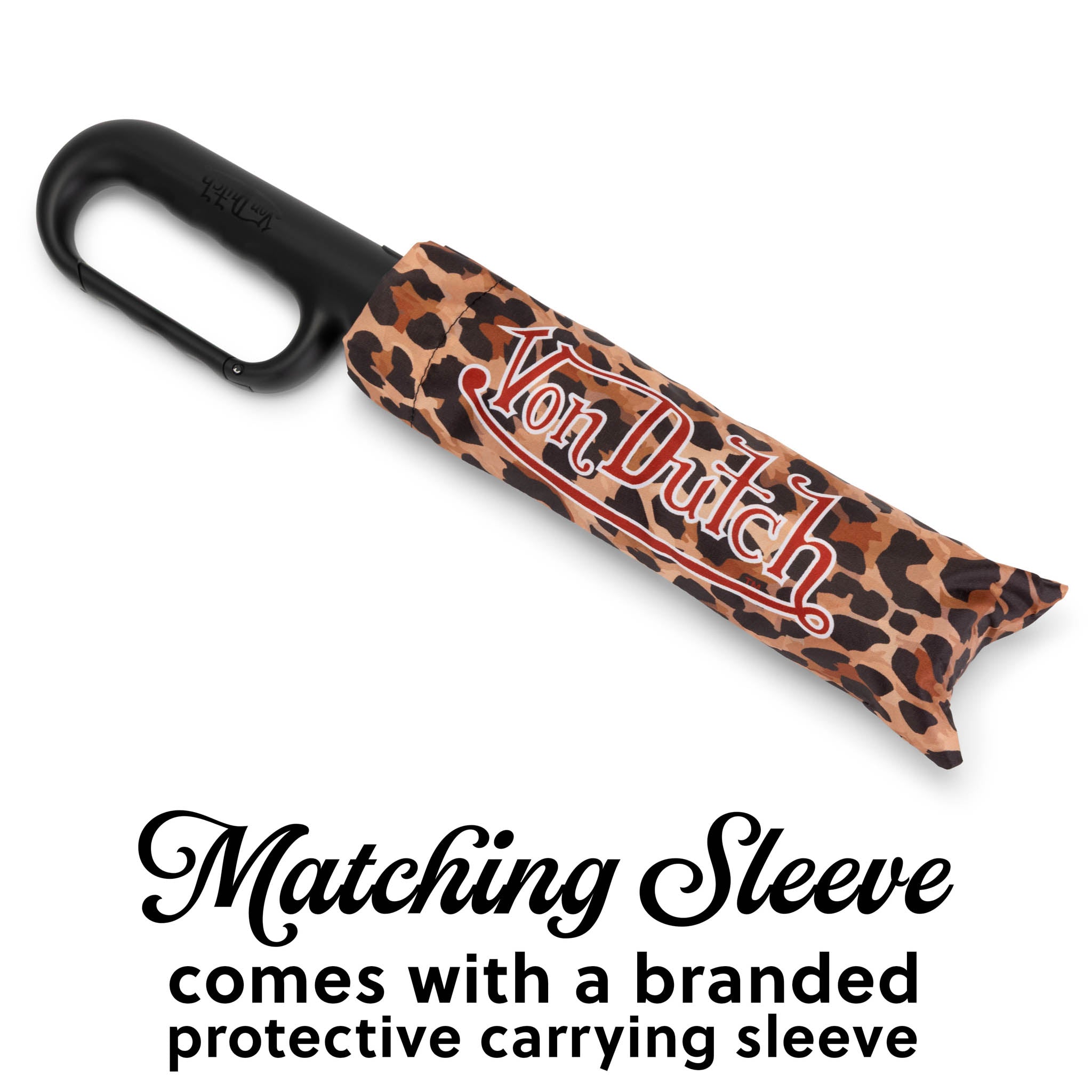Leopard Compact Automatic Umbrella with Clip Handle