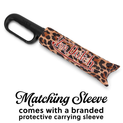 Leopard Compact Automatic Umbrella with Clip Handle
