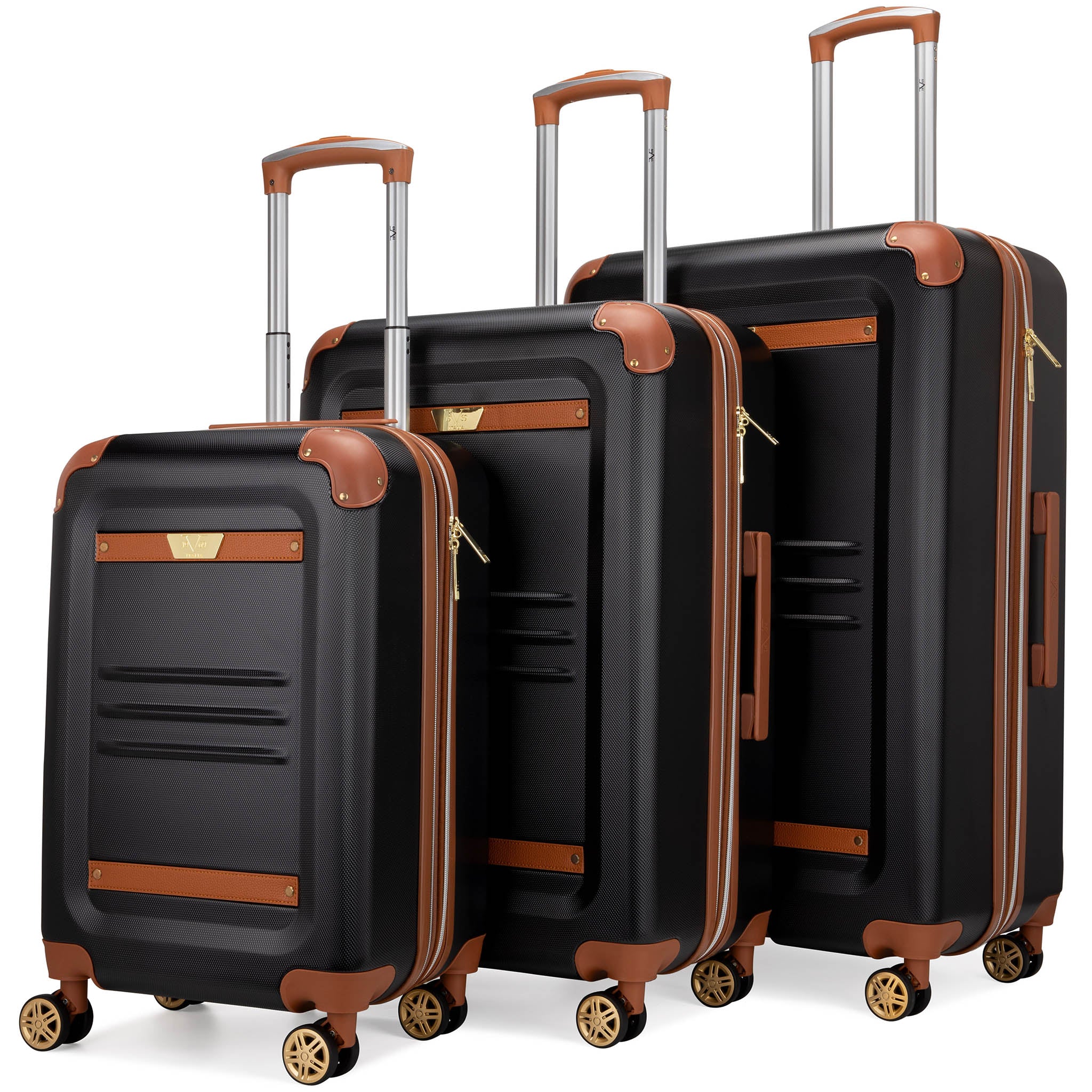 Vintage 3 Piece Expandable Retro Luggage Set