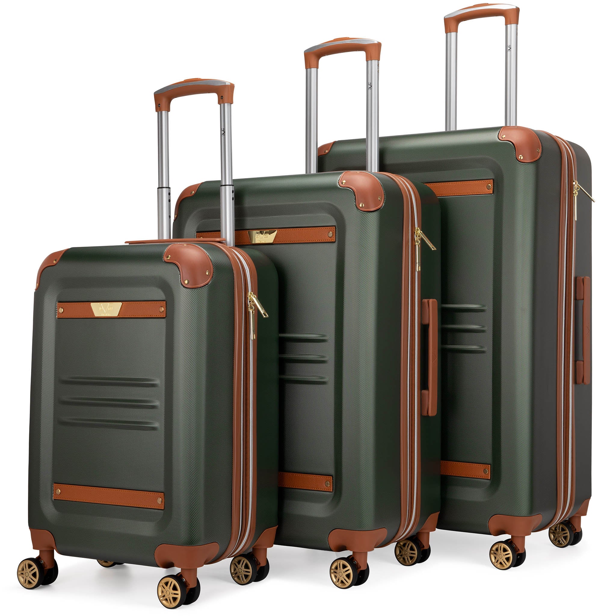 Vintage 3 Piece Expandable Retro Luggage Set