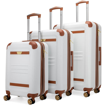 Vintage 3 Piece Expandable Retro Luggage Set