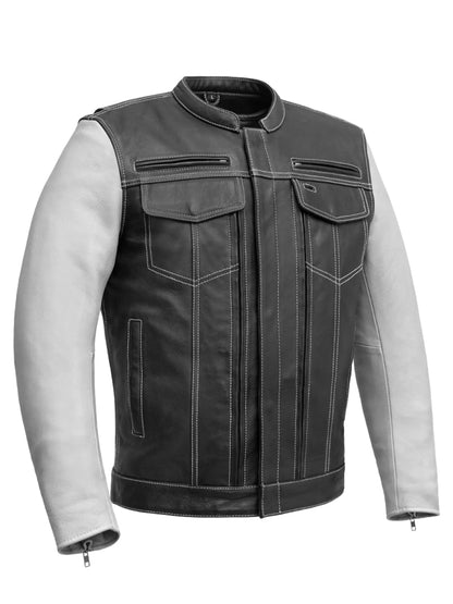 Vincent Men's Cafe Style Leather Jacket