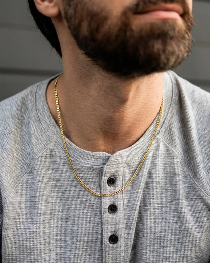 Curb Chain Necklace, 3MM Set - 14K Gold
