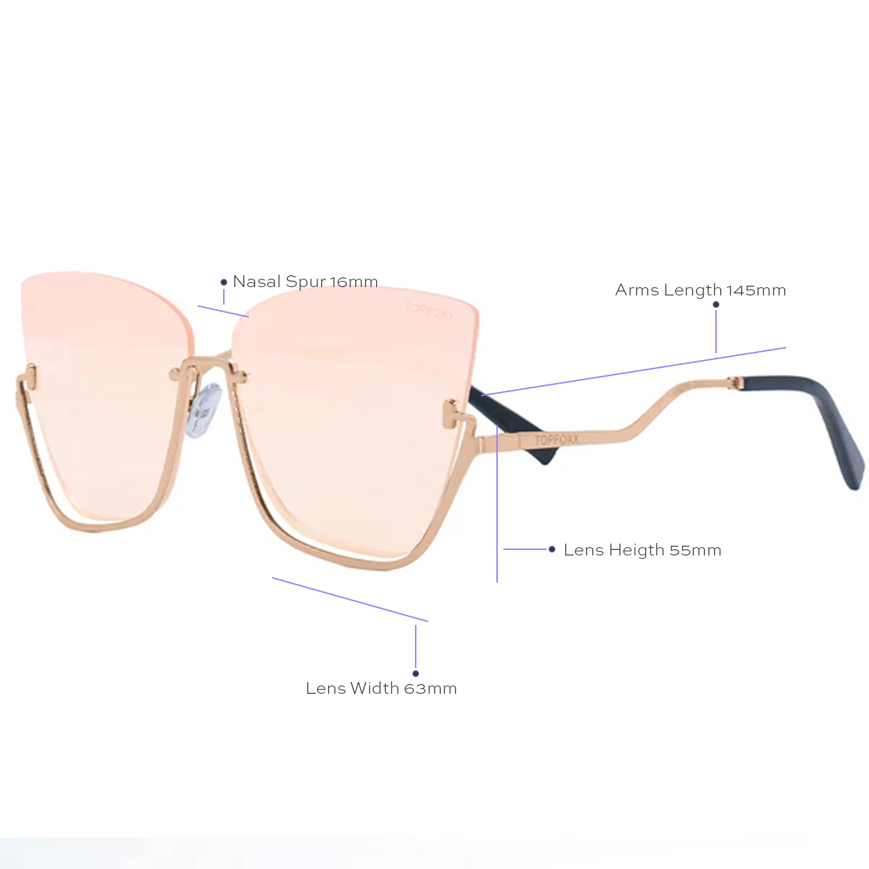 Vixen - Rosegold Frame Rosegold Lens Metal Cateye Sunglasses