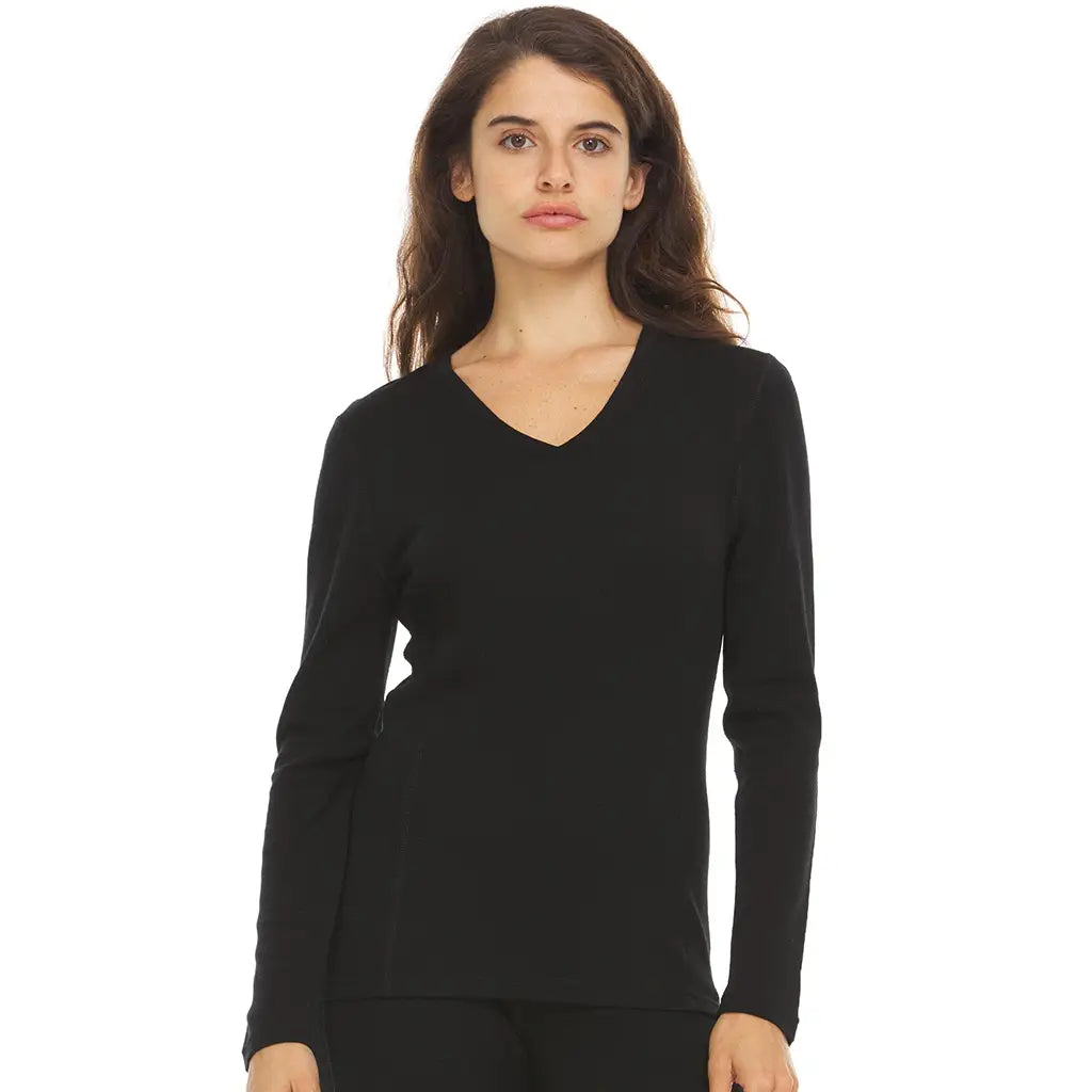 Women's Long Sleeve V-Neck 100% Merino Wool